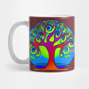 Vibrant 70s Style Planet Earth Snow Globe with Tree of Life (MD23ERD007) Mug